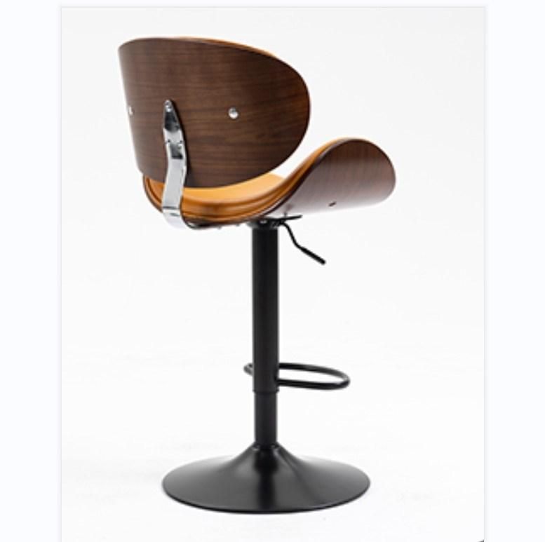 Bent Wood Structure Leisure Bar Stool Height Adjustable Bar Chair