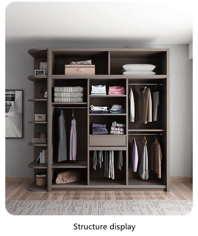 Light Grey Color Home Hotel Bedroom Furniture Storage Wardrobe with Storage Cabinet