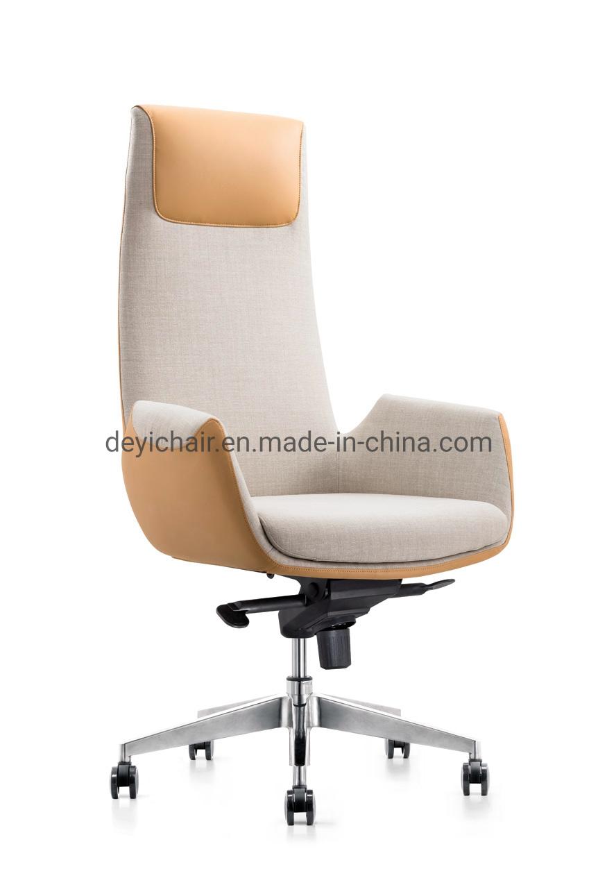 340mm Aluminum Base PU Castor Chromed Finished Gas Lift PU/Leather Upholstery for Seat and Back High Back Style Chair