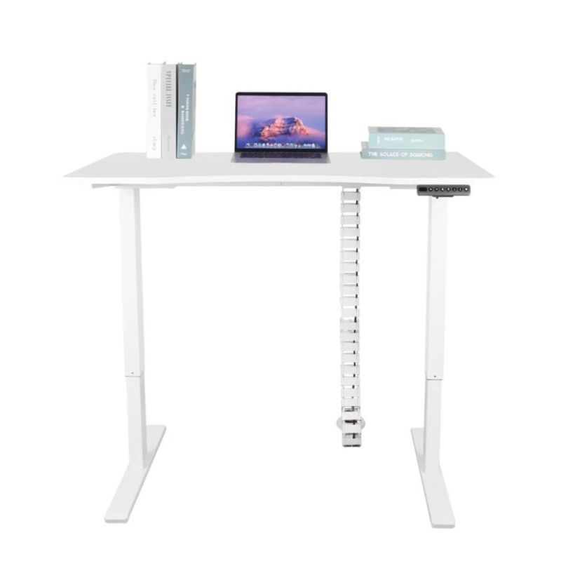 Office Smart Furniture Height Adjustable Rectangle Column Dual-Motor Standing Desk for Office and Home