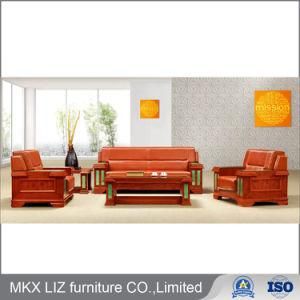 Antique Design Luxury Furniture Wood Frame Leather Office Sofa (S888)