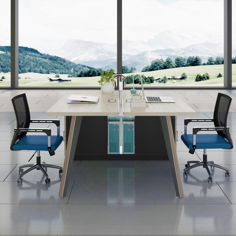 Office Project Modern Wooden Partition 4 Seats Staff Melamine Workstation