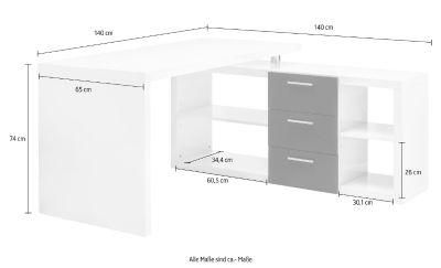 Long L-Shaped Wood Table Computer Desk Combination Shelf