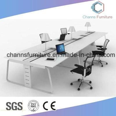 White Office Table 6 Seats Wooden Workstation CAS-W1825