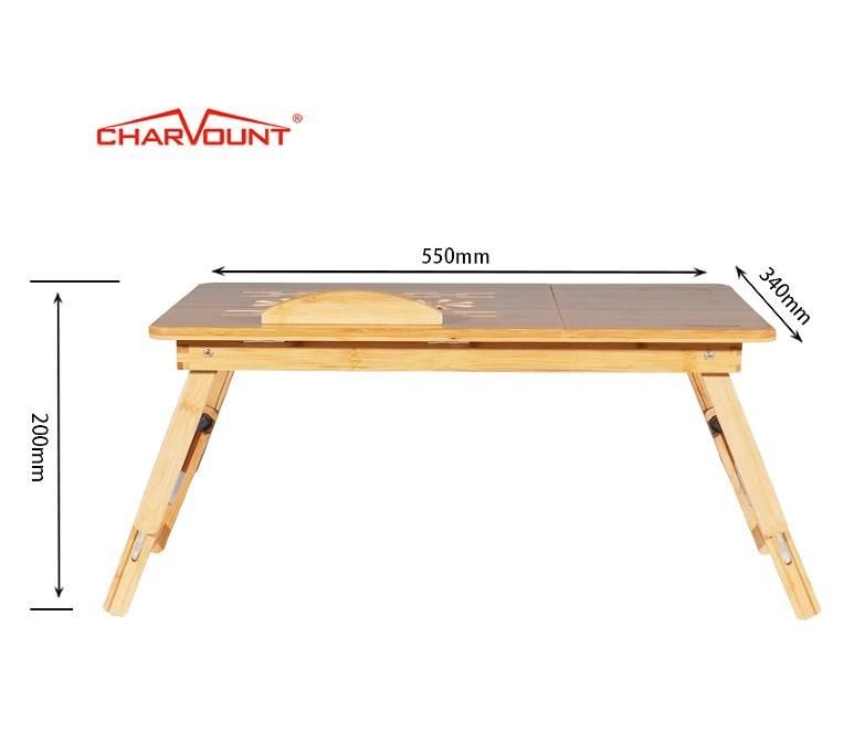 Portable Height Adjustable Bamboo Laptop Table Folding Lab Desk