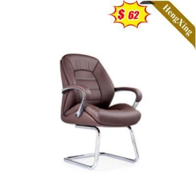 Simple Design Office Furniture Chairs Fixed Feet Metal Frame Brown PU Leather Meeting Room Training Chair