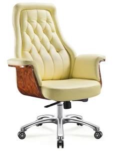 Wood Arms and Aluminium Base PU Office Chair Dh-091-1 Series High Back Low Back Visitor