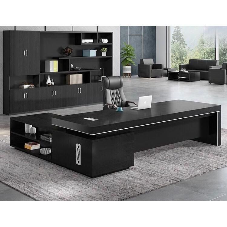 (SZ-ODR669) Luxury Modern European Office Boss Desk with L Shape Wooden Computer Side Cabinet