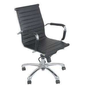 Modern Office Swivel Chair for Meeting with Chrome Frame and Armrest