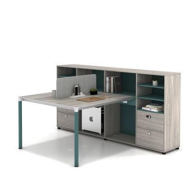 Four Person Staff Computer Home Desk Furniture Office Table with Side Big Cabinet