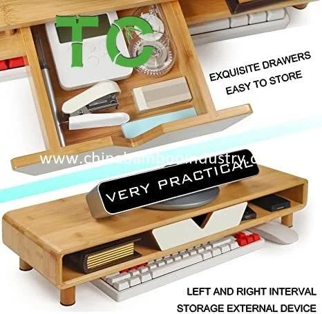 Ergonomic Designed Bamboo Computer Monitor Riser Wood Monitor Stand