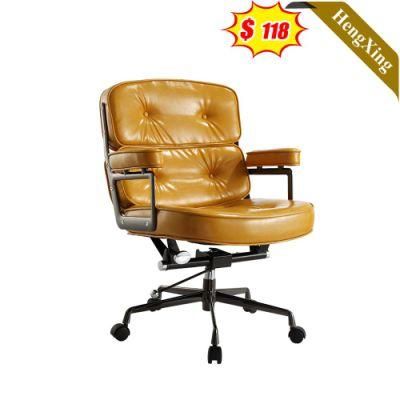 Simple Design Office Furniture Brown PU Leather Chairs Swivel Height Adjustable Metal Legs Chair