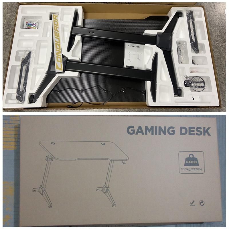 Black Laptop PC Computer Desk Gamer Gaming Desk with RGB Lighting