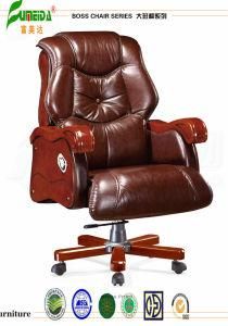 Swivel Leather Executive Office Chair with Solid Wood Foot (FY1307)