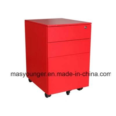 Red Color 3 Drawer Office Mobile Pedestal