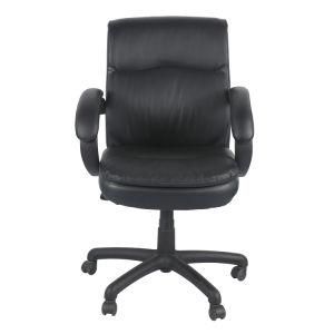 Modern Home Office Swivel Chair with Black Vinyl Upholstered and Padded Armrests