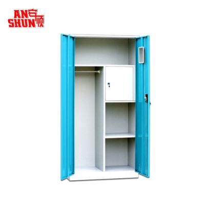China Factory Price Metal Clothes Cabinet Metal Locker Style Wardrobe with 2 Doors