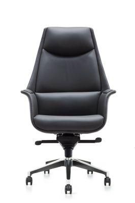 350mm Aluminum Base Black PU Castor Chromed Gas Lift PU / Leather Upholstery for Seat and Back Executive Chair