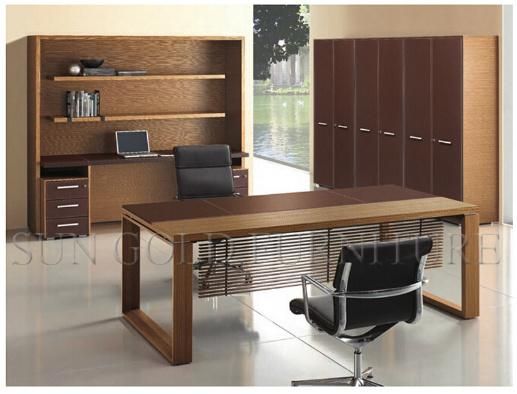 Stainless Steel Foot Wooden Top Executive Desk (SZ-OD212)