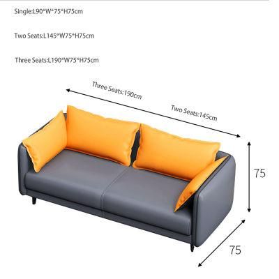 Orange Pillows Backrest Stylish Simplicity Sofa Set for Studios