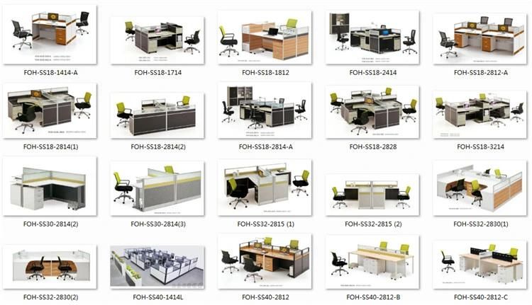 Double Rows L Shape Modular Workstation for 4 Person