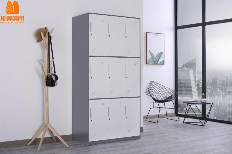 Nine Doors Metal Cloth Wardrobe Modern Design Style with Locker