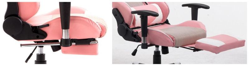 Pink Rabbit Model Leather Gaming Sport Chair with Adjustable Arm