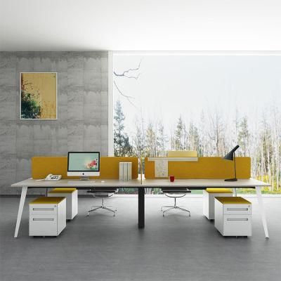 High Quality Modern Design Steel Desk Frame White Table Top 4 Person Office Workstation