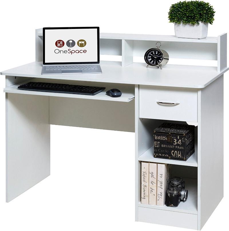 Desktop Wood Computer Desk with 2 Tiers Shelf Office Home Furniture