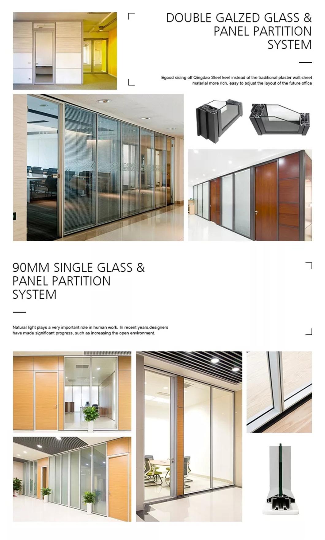 Strong Frameless Aluminum Office Folding Glass Toilet Partition Wall