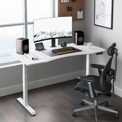 White Luxury Office Desk Flat Pack Dual Motor Metal Electric Height Adjustable Sturdy Standing Table