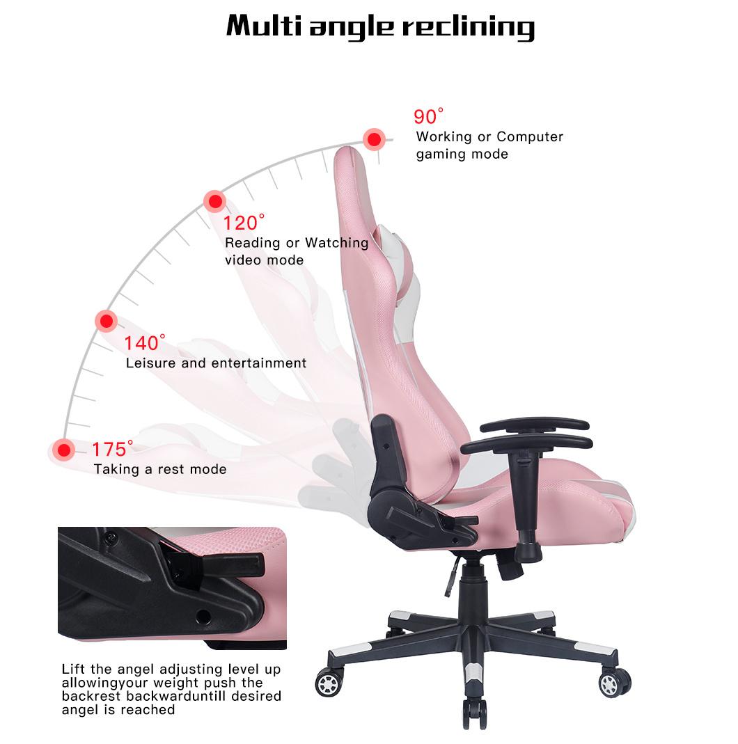 Custom PU Leather Computer Executive Office Racing Gaming Chair with Massage Lumbar and Neck Support