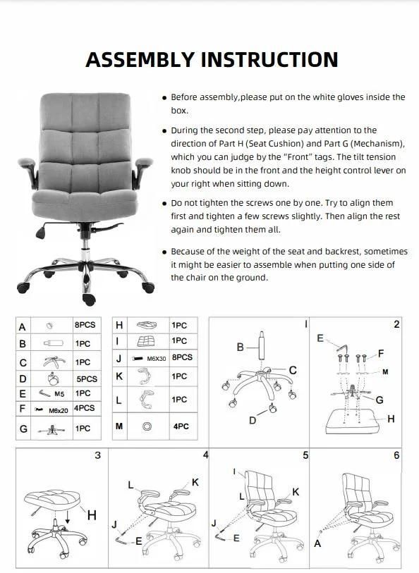 Ergonomic Adjustable Design Fabric Upholstery Revolving Office Executive Chair