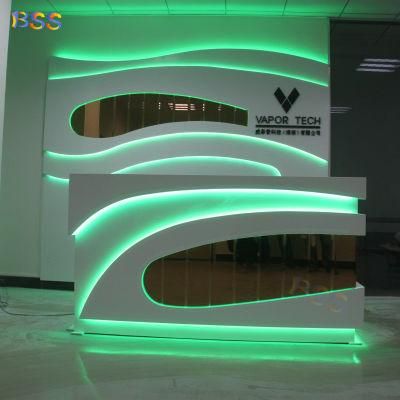 Modern Green Light White Marble Stone Beauty Salon Reception