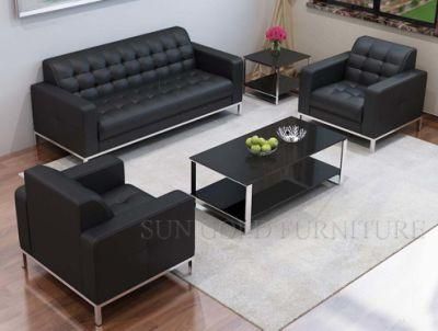 Hot Sell Modern Foshan Leather 1+1+3 Genenie Italian Leather Office Sofa Set