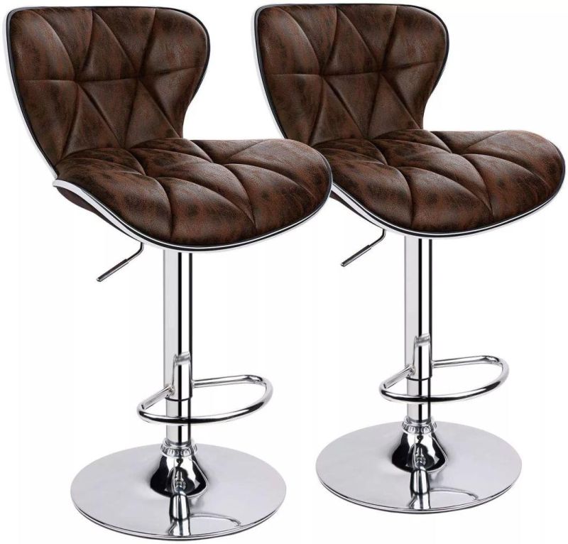 Leather Swivel Bar Chair with Lifting Function Suitable for Reception