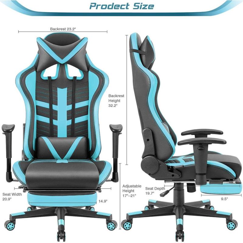 Ergonomic Custom Name High Back PU Leather Gaming Chair with Footrest