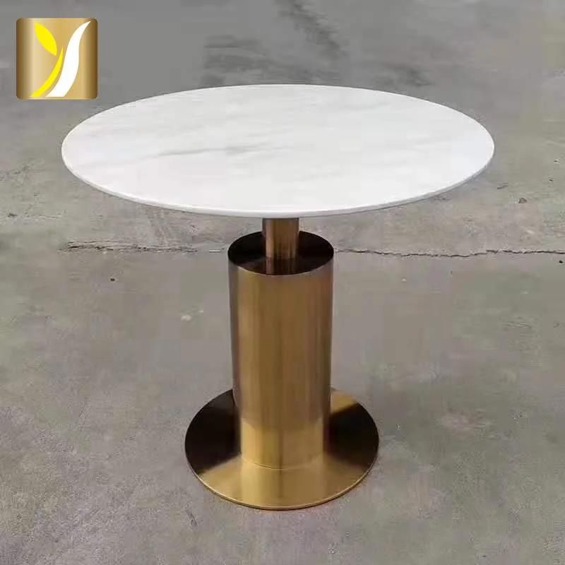 High Quality Marble Top Metal Stainless Steel Coffee Side Table