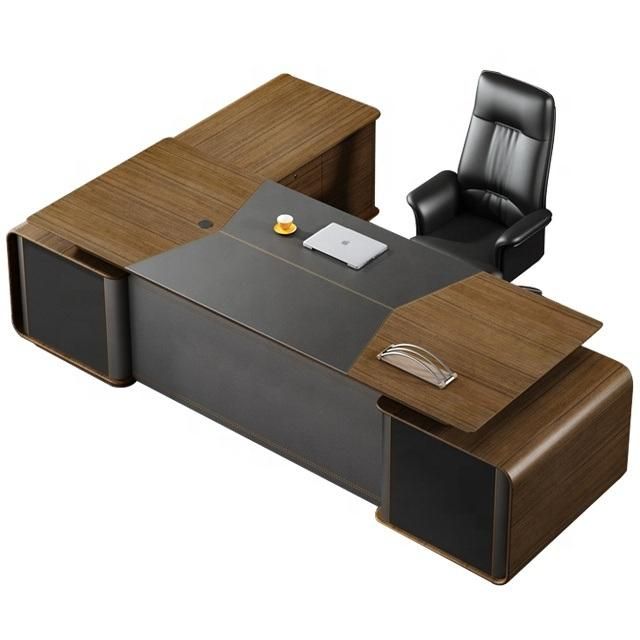 Factory Wholesale New Design Luxury L-Shaped Wooden Executive Desk