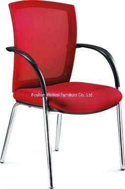 4 Legs Chrome Frame 25mm Tube 1.8mm Thickness with PP Armrest Nylon Back Cover PP Seat Cover Cut Foam Conference Chair
