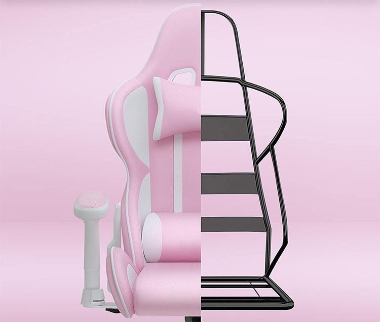 Pink White Cute Woman Popular Custom Ergonomic Game Chair