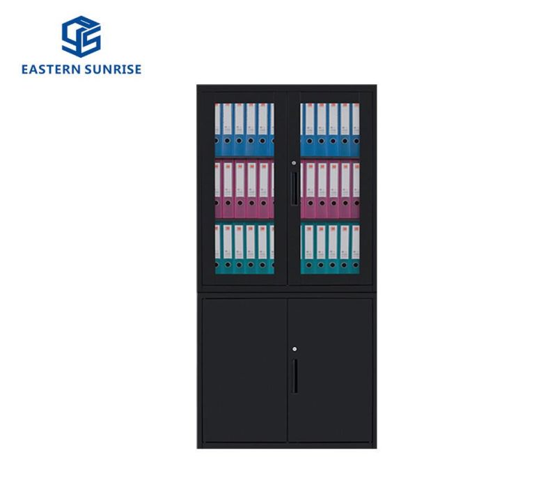 Office/School/Factory Metal File Cabinet with Glass Door&Lockable Drawer