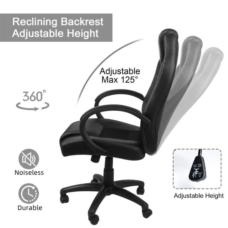 Adjustable Reclining Ergonomic Faux Leather Swiveling PC Racing Game Chair