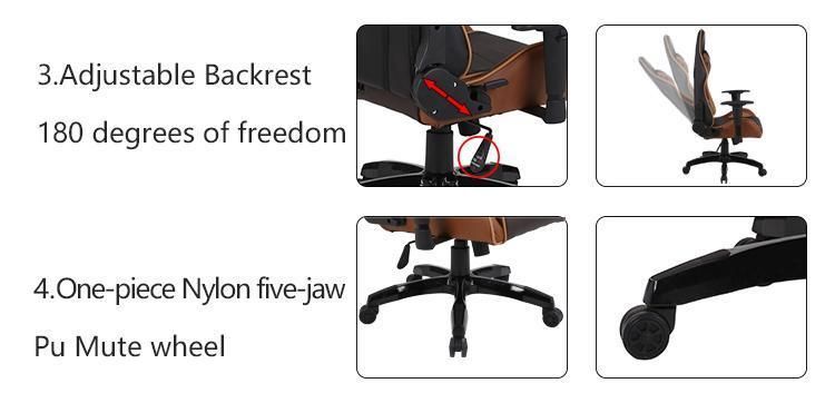 Modern Adjustable Leather Swivel PU RGB Gaming Racing Chair