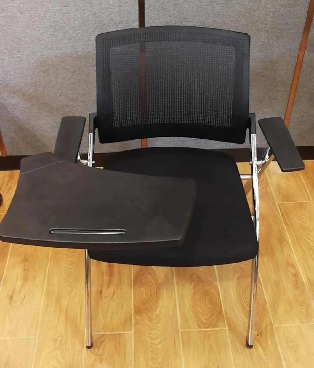 2021 Wholesale Chrome Steel Metal School Training Folding Mesh Chair with Writing Pad