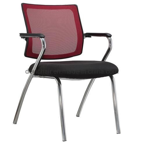 25 Tube 2.0mm Thickness Four Legs Frame with Armrest Medium Mesh Back Fabric Seat Conference Chair