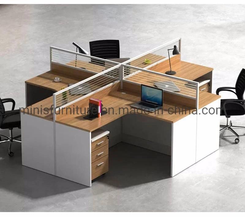 (M-WS215) Office Workstation Call Center 3 Seats Staff Computer Desk with Cubicle Partition