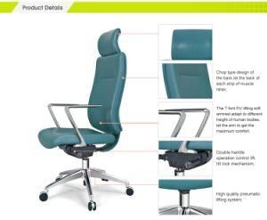 Soft PVC Armpad Aluminium Armrest Bench PU Leather Upholstered Sponge Swivel Meeting Chair for Reception Supervisor Seating