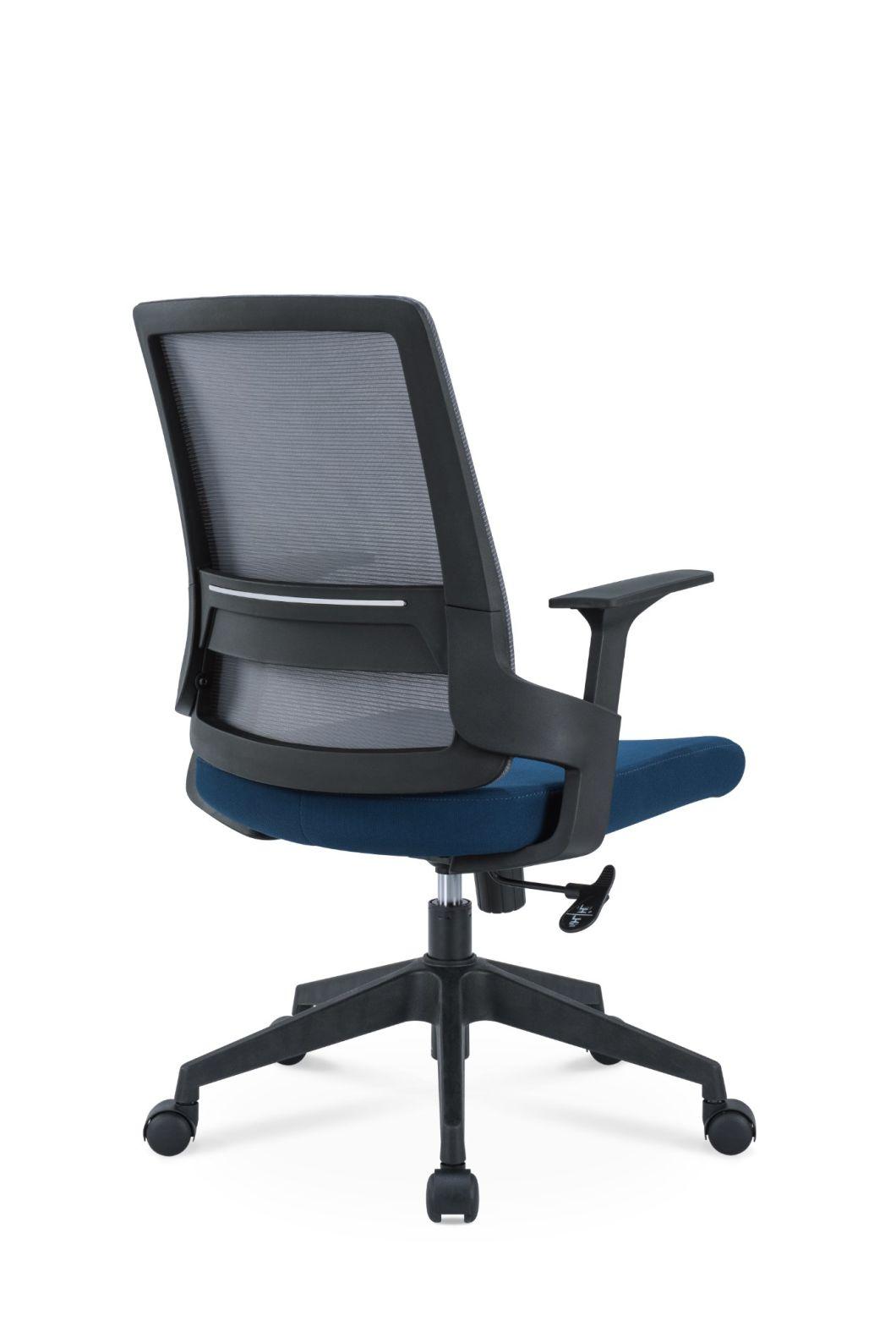 High Quality European Standard En1335 BIFMA Medium Back Staff Modern Fabric Mesh Swivel Office Chair