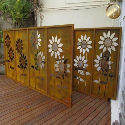 Distinctive Design Corten Steel Rusty Metal Garden Divider Screen/ Laser Cut Fence Panel